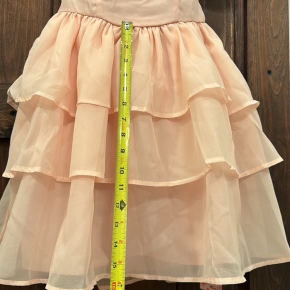 Solid Puff Sleeve Layered Ruffle Hem Dress - Size Small - Picture 8 of 10